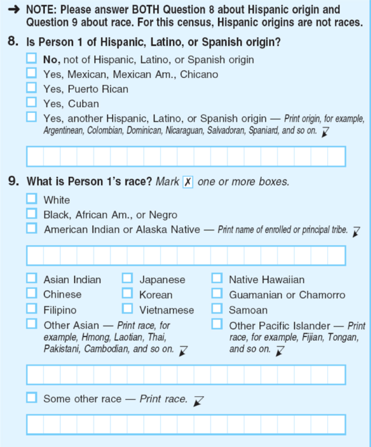 Image of a 2010 census form.
