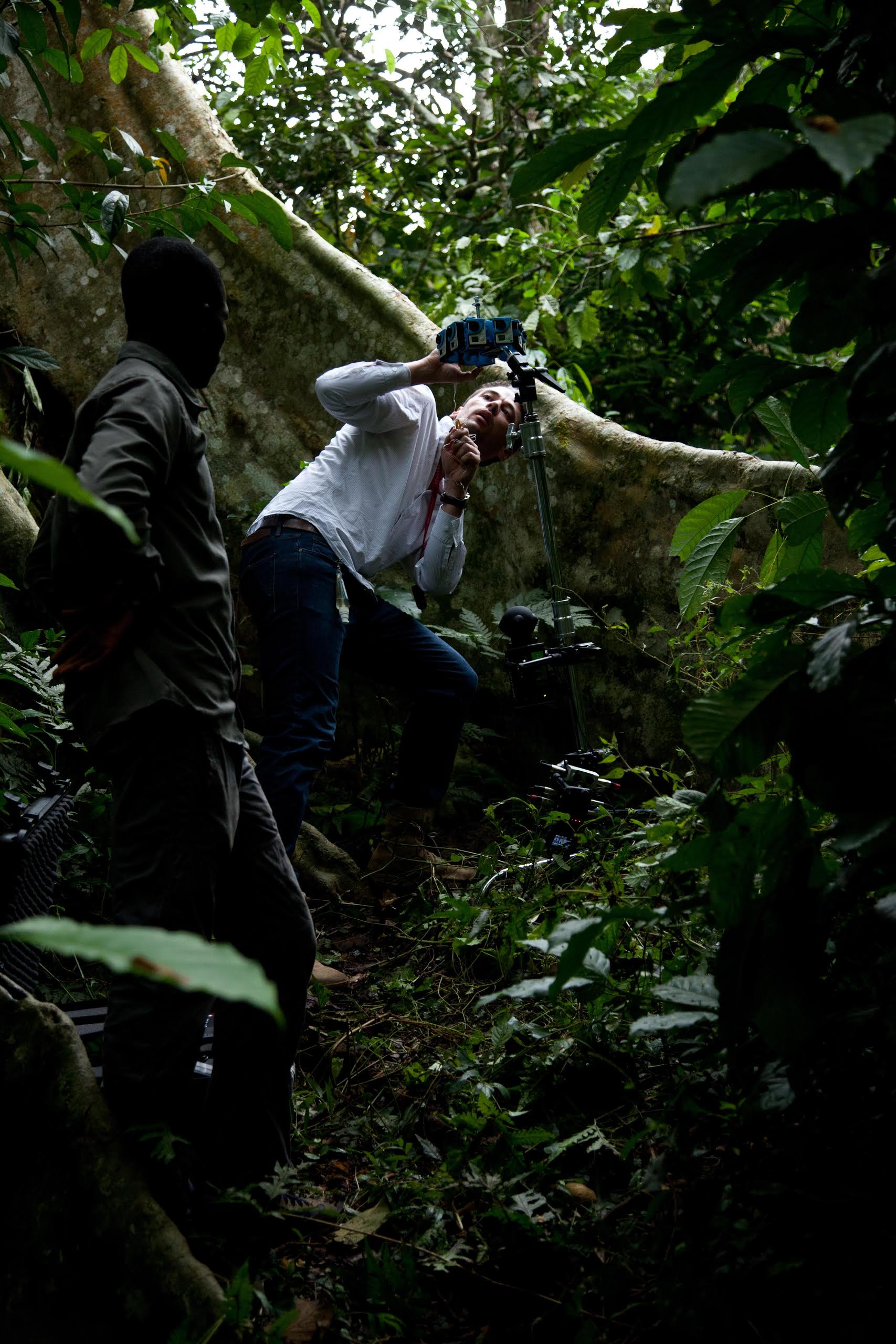 Director Dan Edge shooting the kola nut tree
scene.